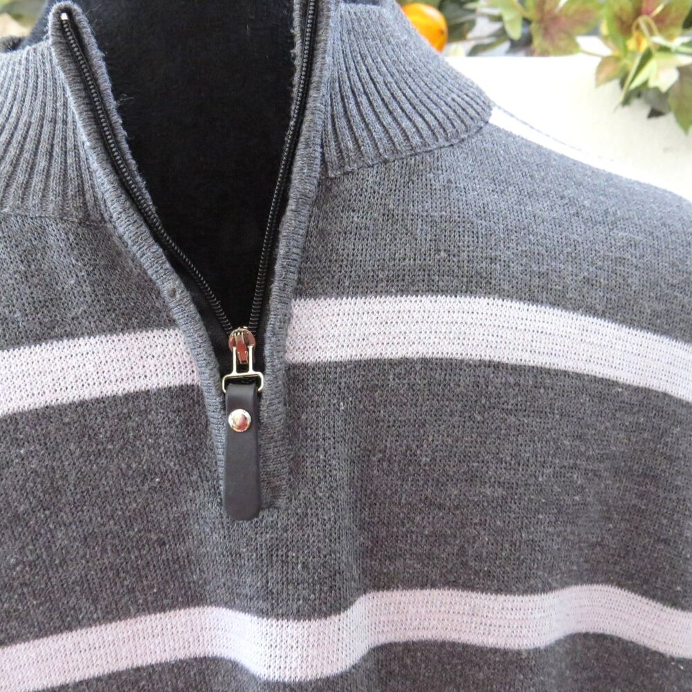 Silver Needle Men's 1/4 zip Pullover Sweater Gray/White  Large EUC - Picture 2 of 6